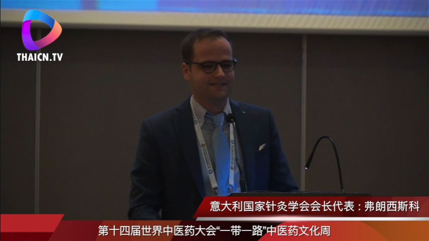 意大利国家针灸学会会长代表弗朗西斯科  第十四届世界中医药大会“一带一路”中医药文化周